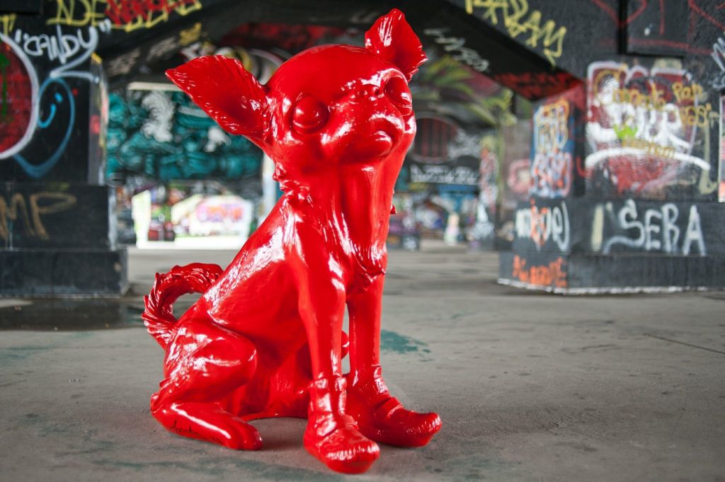 Contemporary Huge cloned red Chihuahua with sneakers by William Sweetlove.