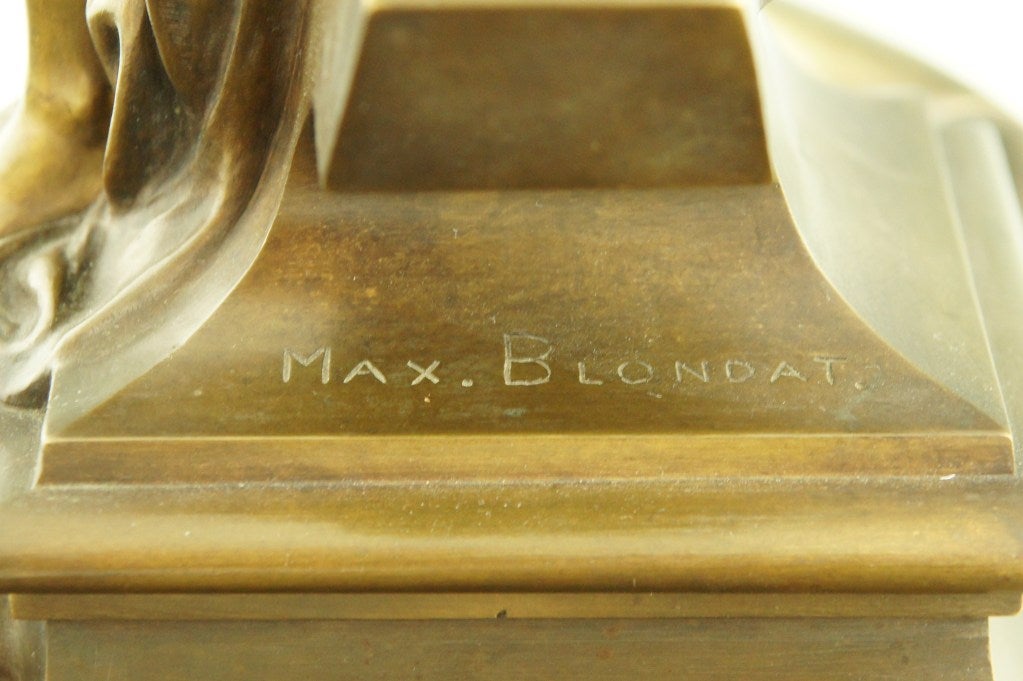 Art Nouveau bronze inkwell by Max Blondat. 3