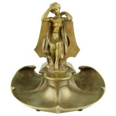 Art Nouveau bronze inkwell by Max Blondat.