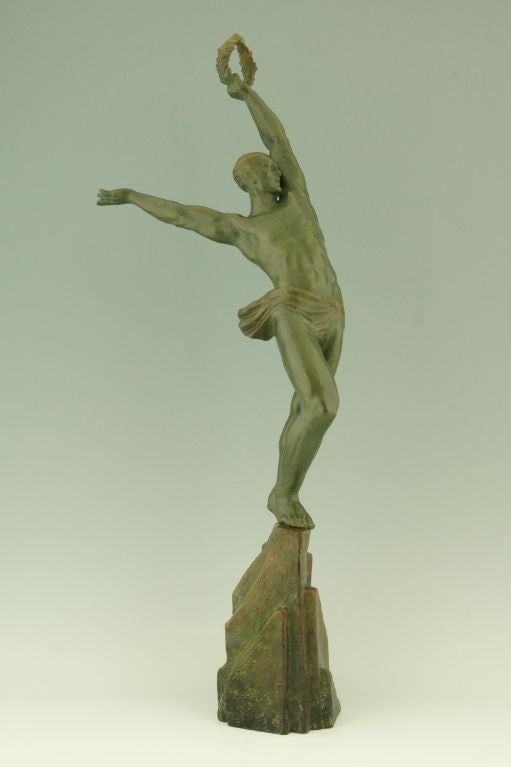 Art Deco Bronze of an Athlete by Pierre Le Faguays, LN foundry.