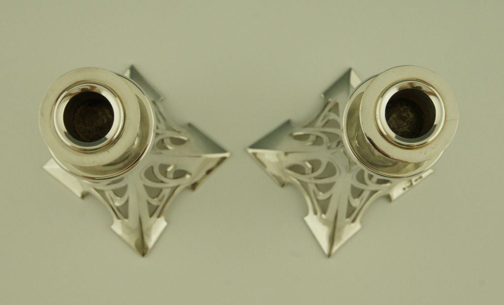 German Art Nouveau Silver Plated Candlesticks by WMF, 1906.