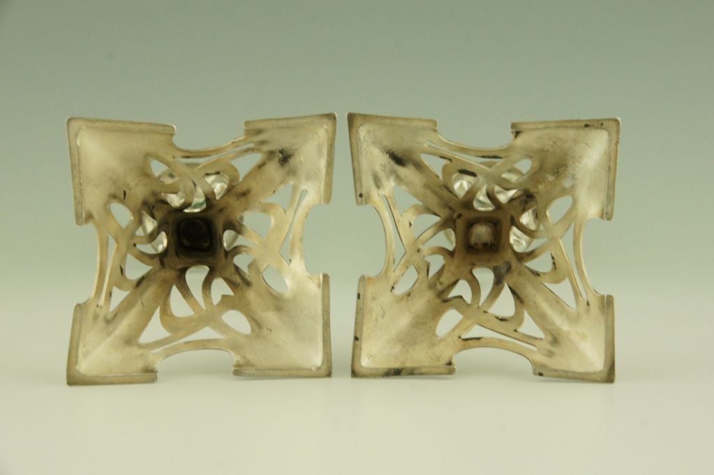 20th Century Art Nouveau Silver Plated Candlesticks by WMF, 1906.