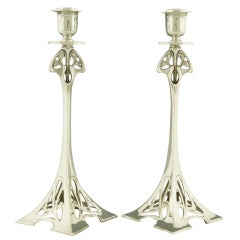 Art Nouveau Silver Plated Candlesticks by WMF, 1906.