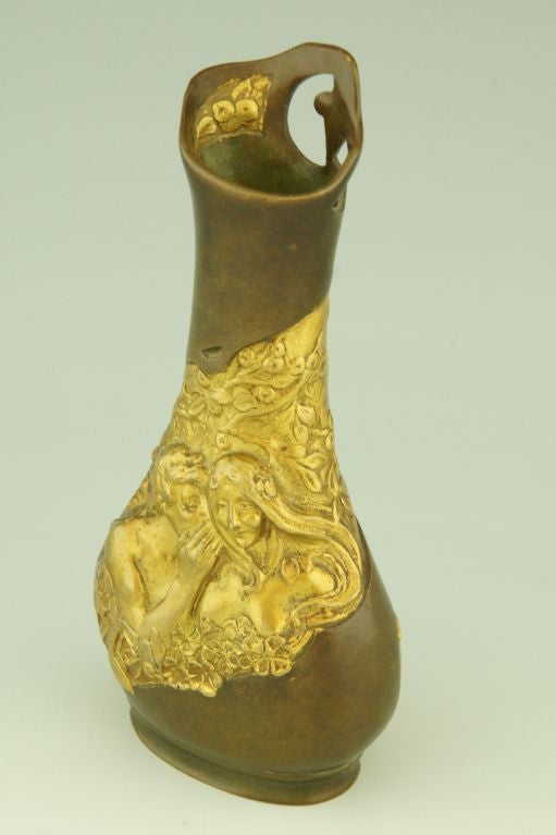 Art Nouveau Gilt & Bronze Flower Vase by Korschann 4