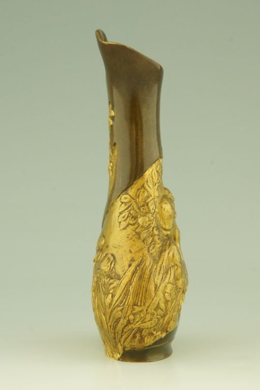 Art Nouveau Gilt & Bronze Flower Vase by Korschann In Good Condition In Antwerp, BE