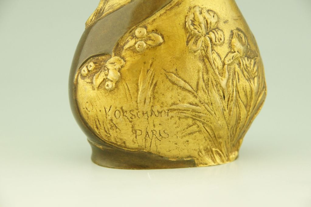 Art Nouveau Gilt & Bronze Flower Vase by Korschann 1