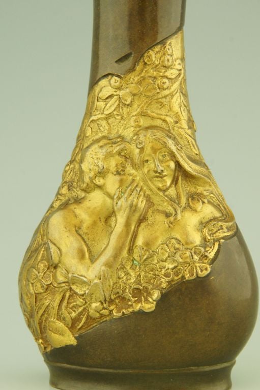 Art Nouveau Gilt & Bronze Flower Vase by Korschann 2
