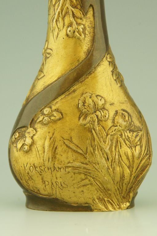 Art Nouveau Gilt & Bronze Flower Vase by Korschann 3