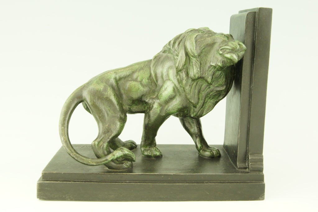 Pair of Art Deco Lion Bookends by Carlier 1