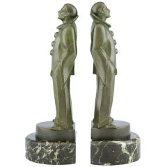 Art Deco Pierrot Bookends by Max Le Verrier
