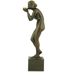 Art Nouveau Sculpture en bronze d'un nu par Victor Seifert ca. 1900