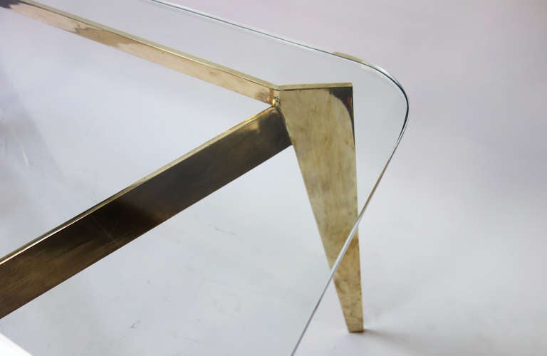 Mid-20th Century Glass and Brass Table