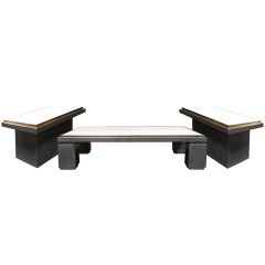 Set of travertin table: a coffee table and two side tables