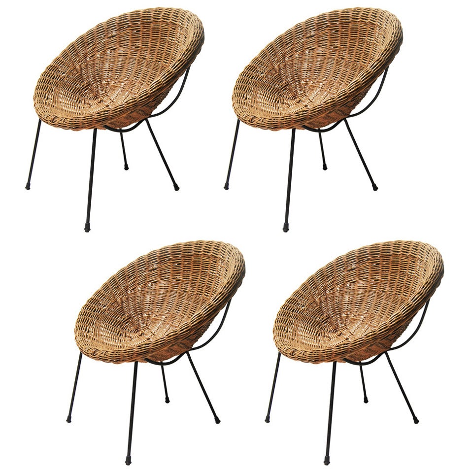 Set of four Italian Wicker Garden Chairs