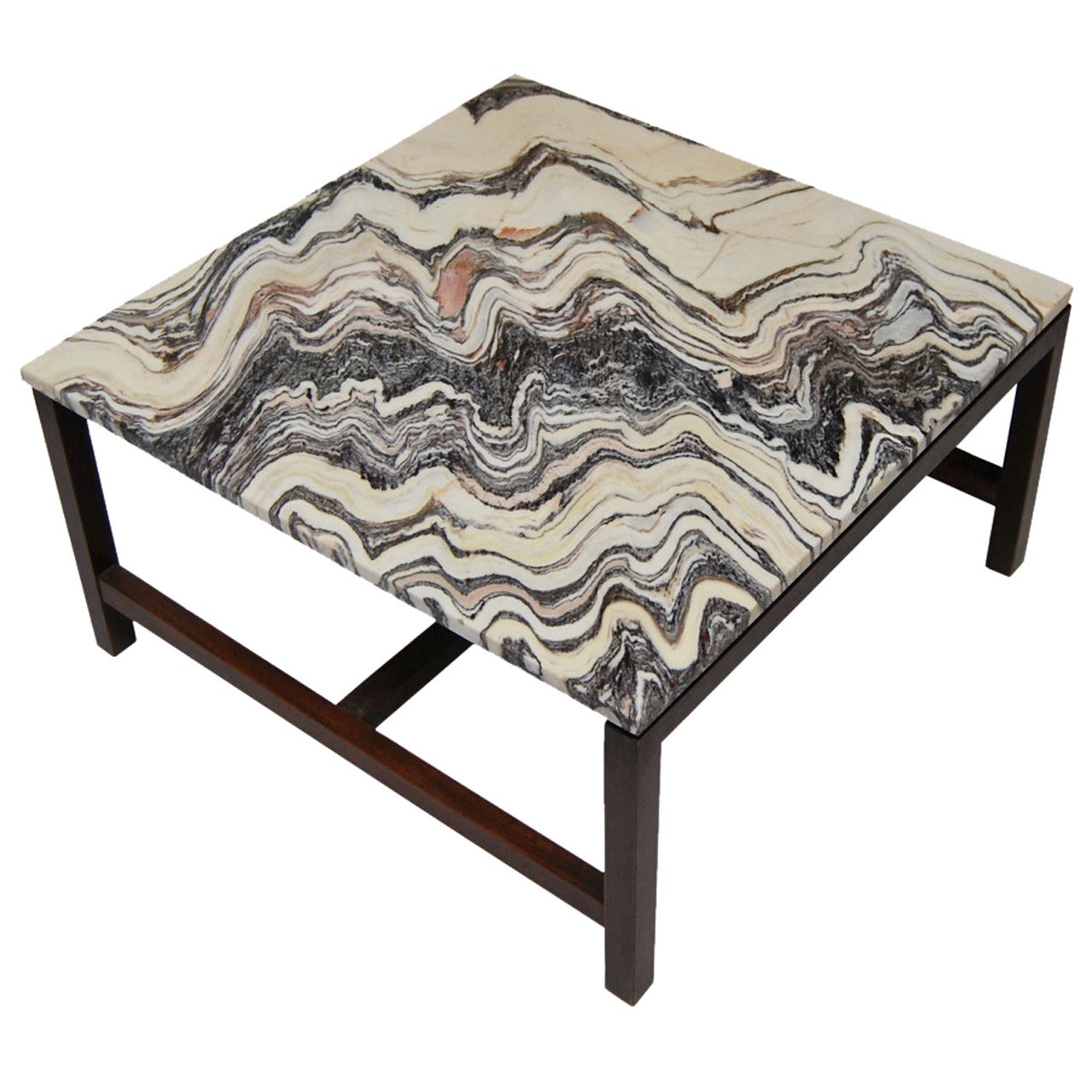 Rosewood Coffee Table with Marble Tabletop