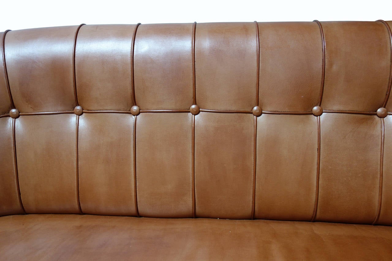 Danish Two-Seat Leather Sofa