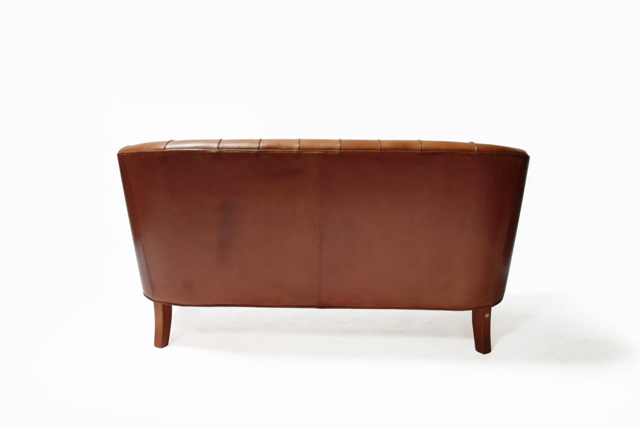 Mid-20th Century Two-Seat Leather Sofa