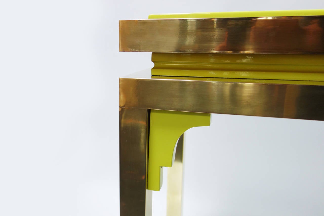 Late 20th Century Brass and Lacquered Wood Console by Tommaso Barbi