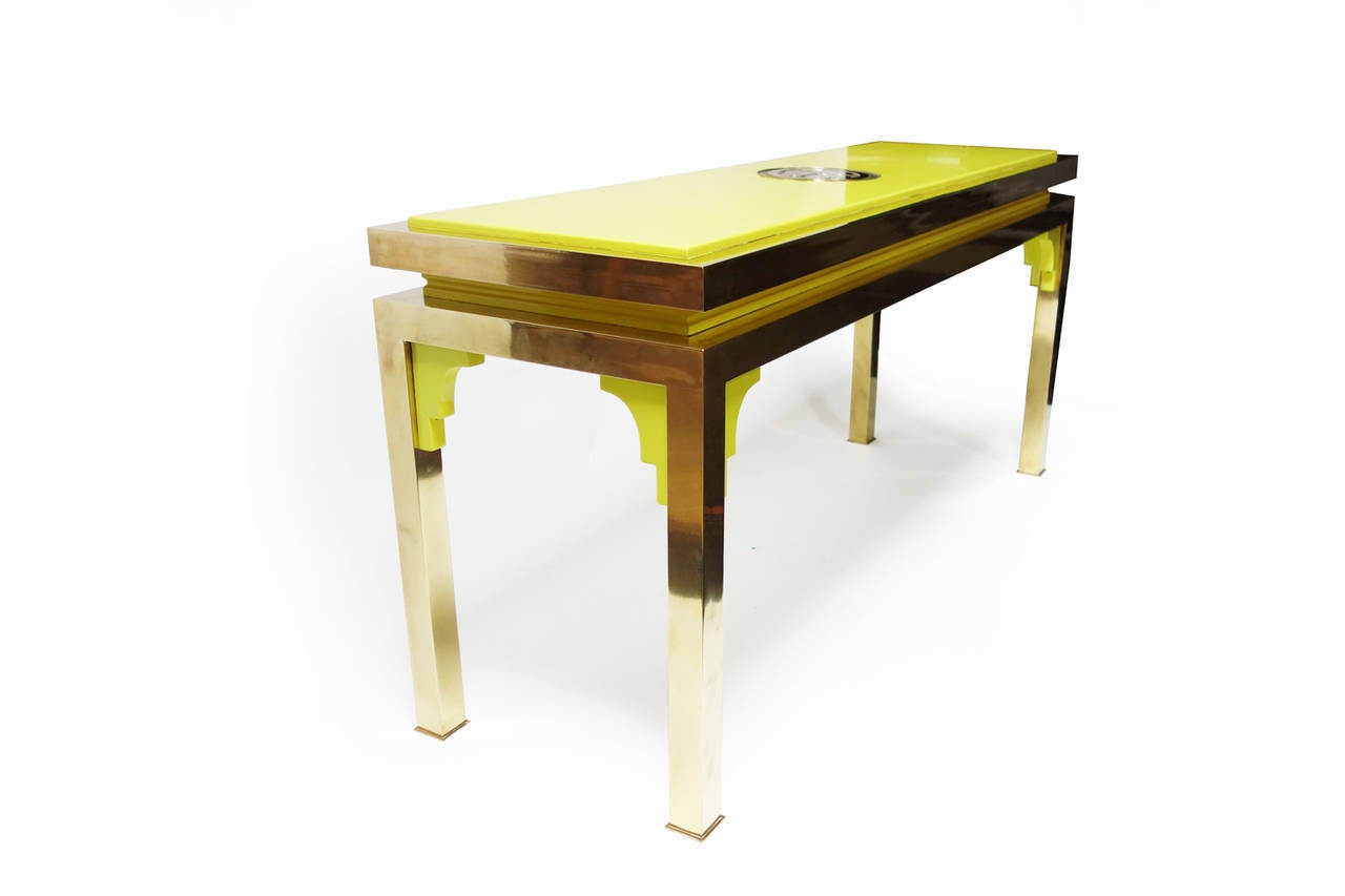 Brass and Lacquered Wood Console by Tommaso Barbi 2