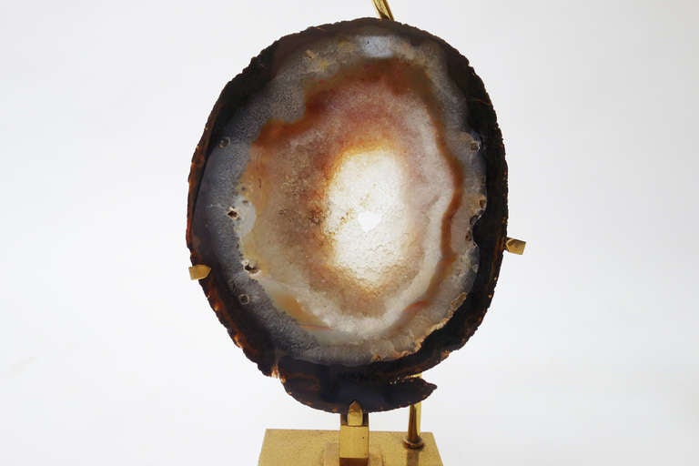 Lamp with Agate Stone Insert In Good Condition In Brussels, BE