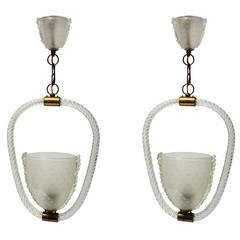 Pair of Hanging Fixtures by Ercole Barovier