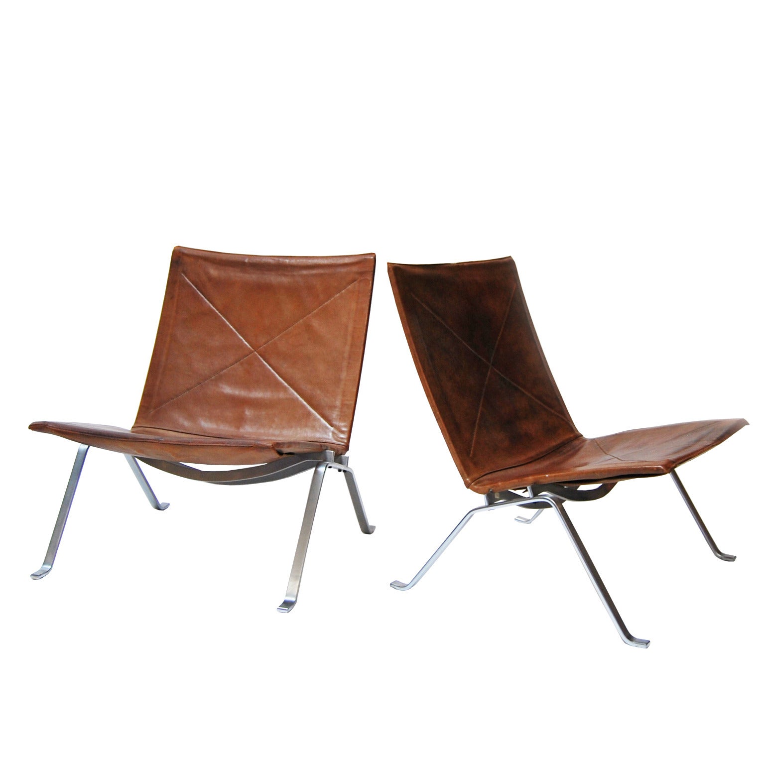 Pair of PK22 Lounge Chairs by Poul Kjaerholm Manufactured by E. Kold Christensen