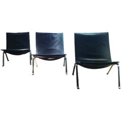 Vintage Set of three Poul Kjaerholm PK22 lounge chairs