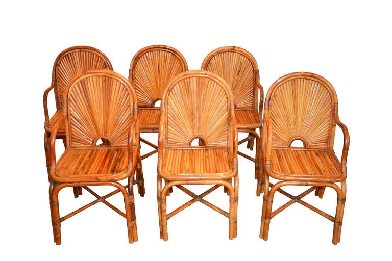 Set if Six Bamboo Chairs by Gabriella Crespi 1