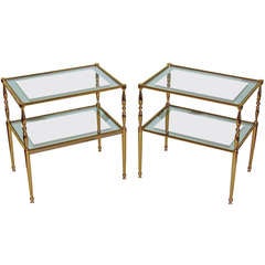 Pair of French Brass 2 Tier End Side Tables