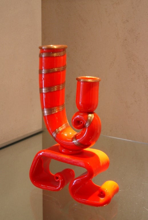 Salviati, "A spira aventurina" candelsticks