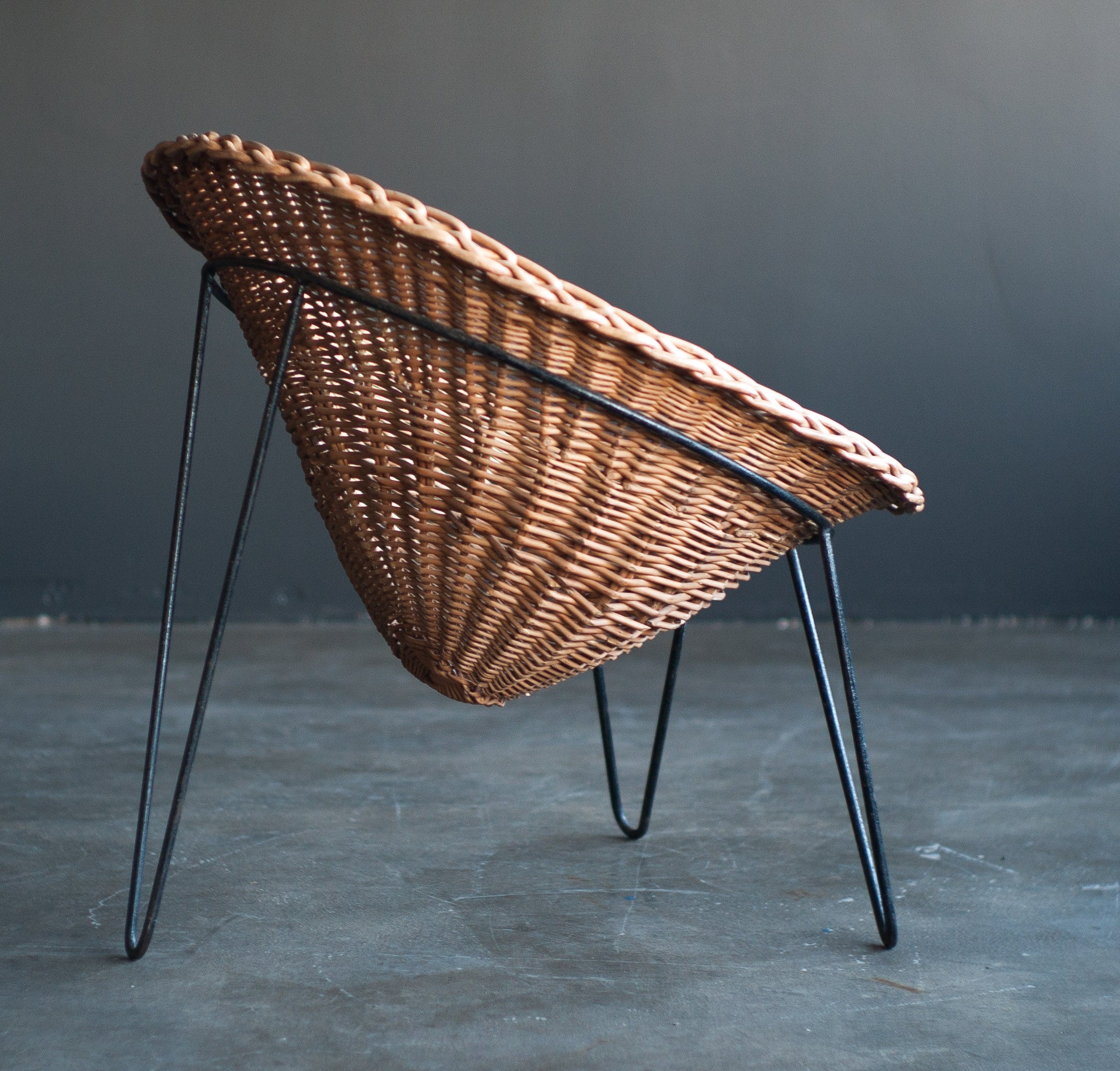 Wicker Lounge Chair in the Style of Mathieu Matégot