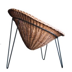 Wicker Lounge Chair in the Style of Mathieu Matégot