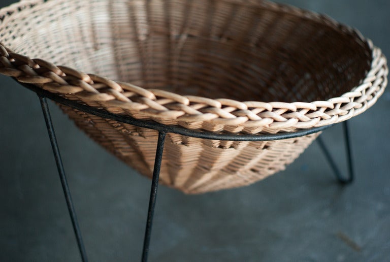 French Wicker Lounge Chair in the Style of Mathieu Matégot