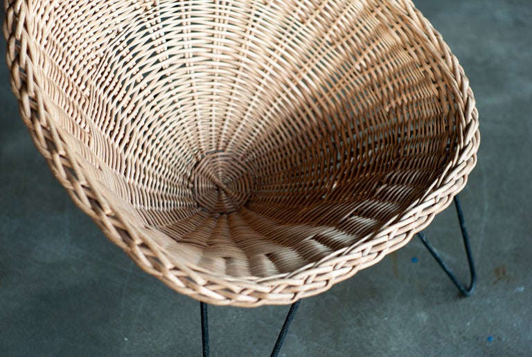 Wicker Lounge Chair in the Style of Mathieu Matégot 1