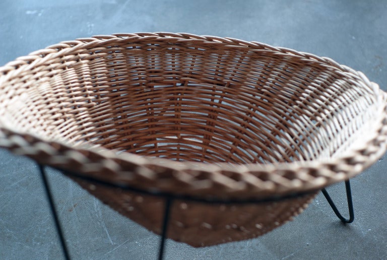 Wicker Lounge Chair in the Style of Mathieu Matégot 2