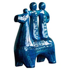 Large "Rimini Blu"ceramic sculpture by Aldo Londi