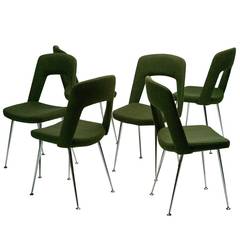 Set of Six French Dining Chairs Designed in 1960 by Henri Balavoine