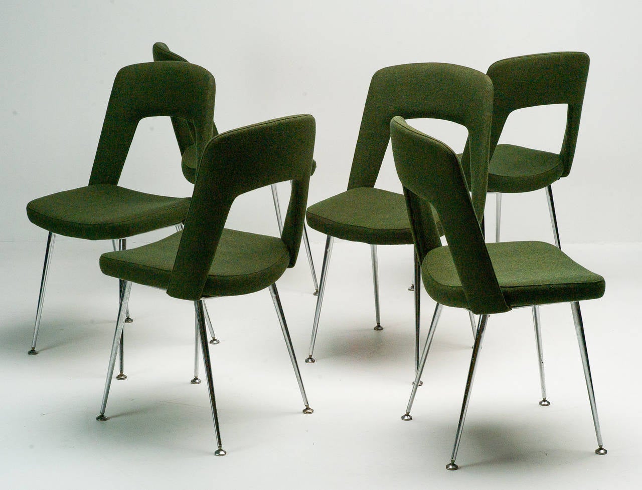 Set of Six French Dining Chairs Designed in 1960 by Henri Balavoine 1