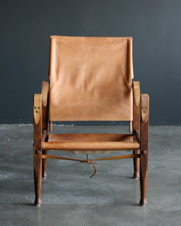 Kaare Klint Safari Chair designed in 1933 for Rud. Rasmussen.
Wonderful original vintage condition.