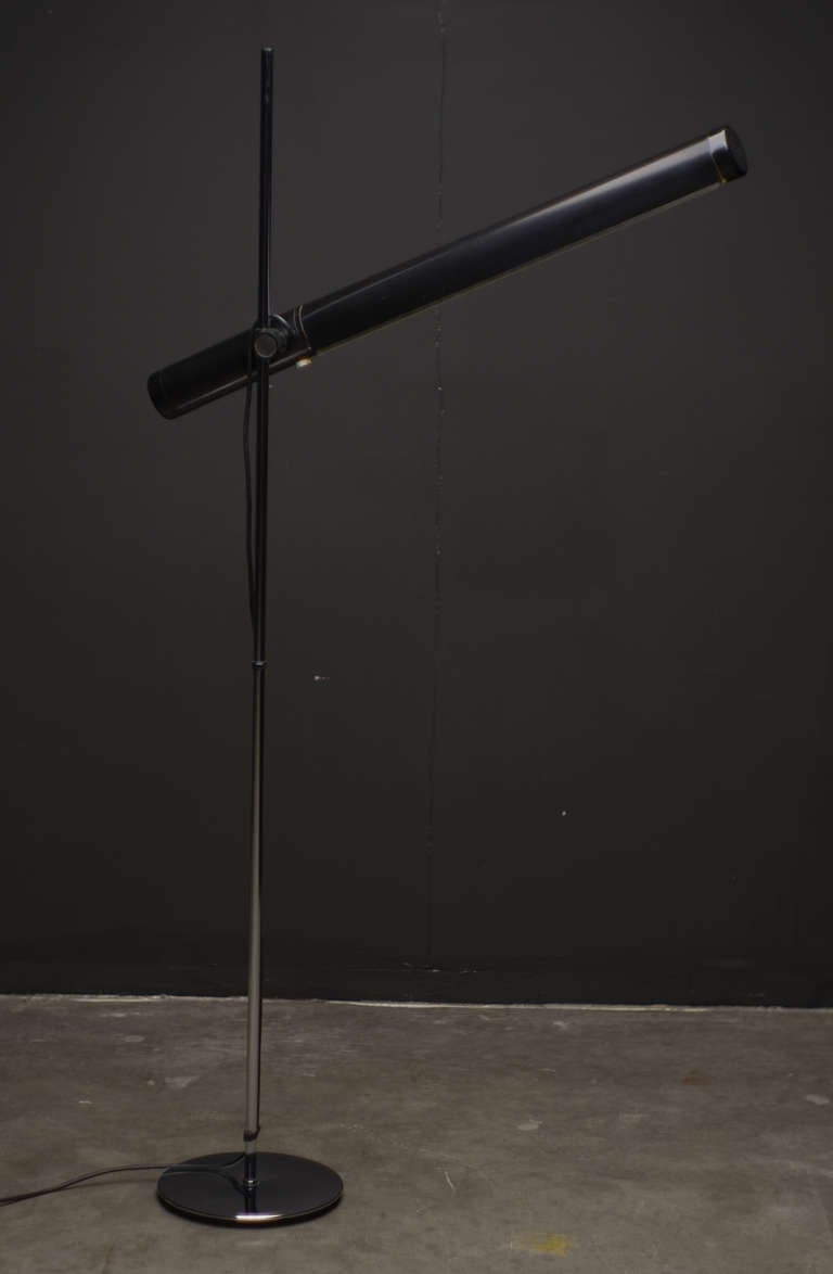 Mid-20th Century Dutch 1960's Industrial Fluorescent Tube Floor Lamp