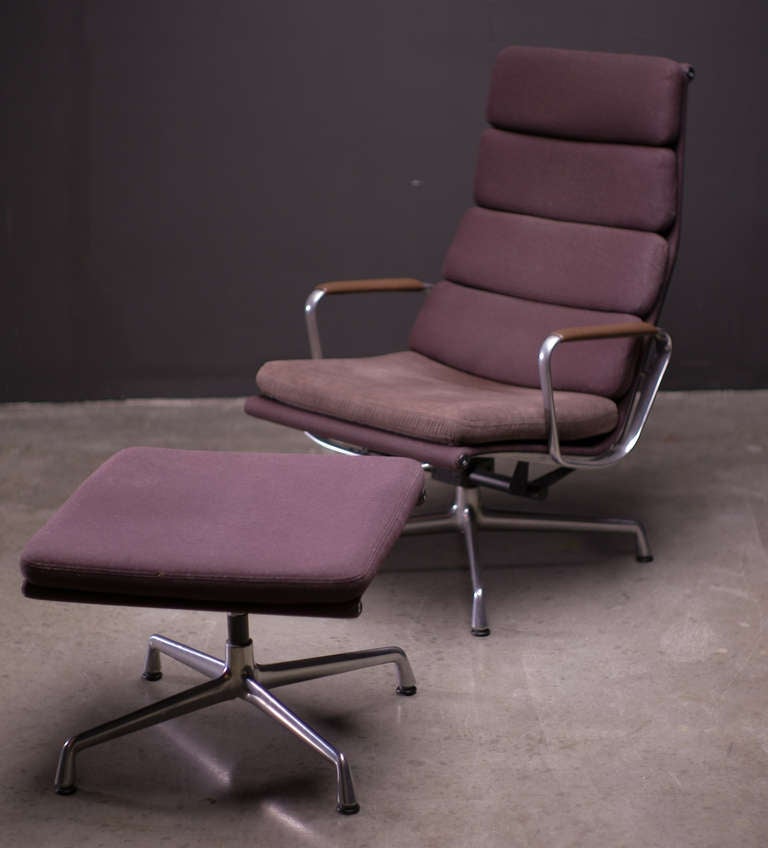 Mid-Century Modern Soft Pad Lounge Chair and Ottoman by Charles Eames