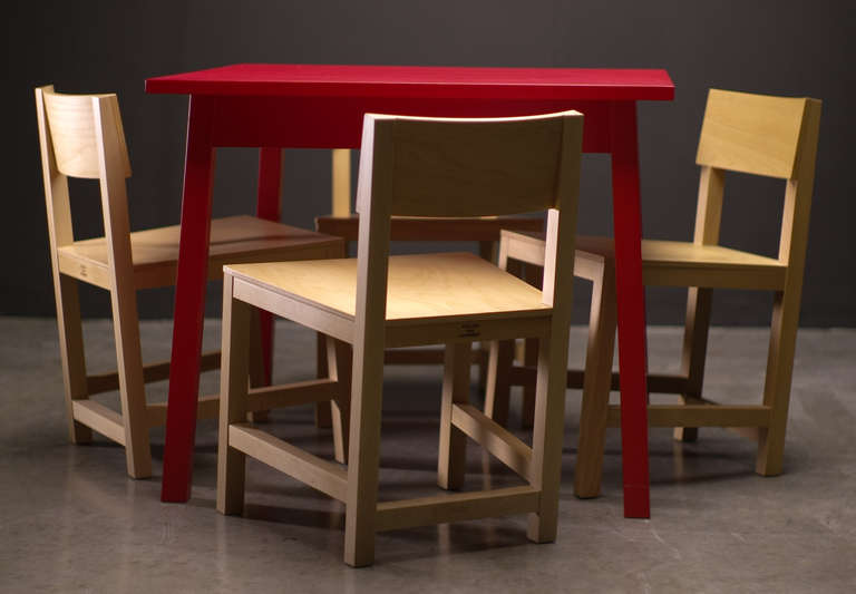 Dutch Atelier van Lieshout AVL Dining Table with Four Chairs