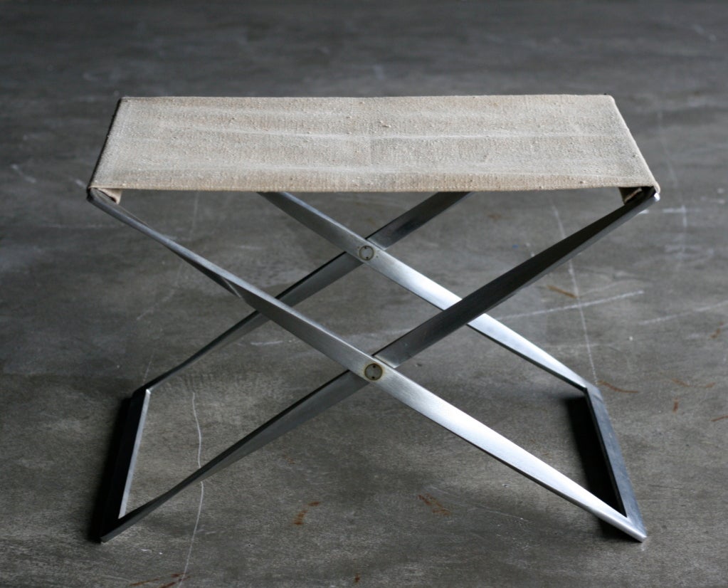Original 1960's folding stool designed by Poul Kjaerholm for E. Kold Christensen.