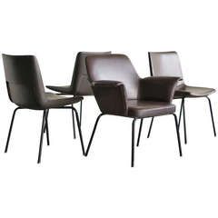 Rare 1950's Armchair and Three Side Chairs, Designed by Gio Ponti for Cassina