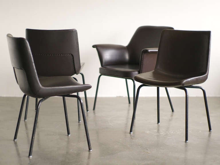 Rare 1950's Armchair and Three Side Chairs, Designed by Gio Ponti for Cassina 2