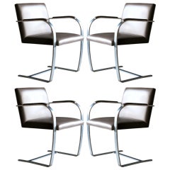 Set of 2, satin chrome, flat bar Brno chairs for Knoll