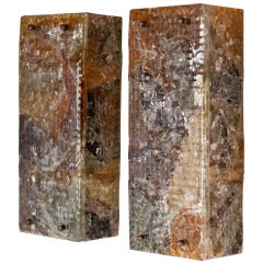 Spectacular Large Brutalist Wall Lamps Made Of Colored Glass Fragments.