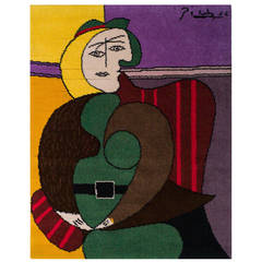 Wool Tapestry after a Design by Picasso, "Femme Assise dans un Fauteuil Rouge" 7