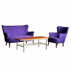 Mid Century Modern lounge chair and table designed by Theo Ruth for Artifort