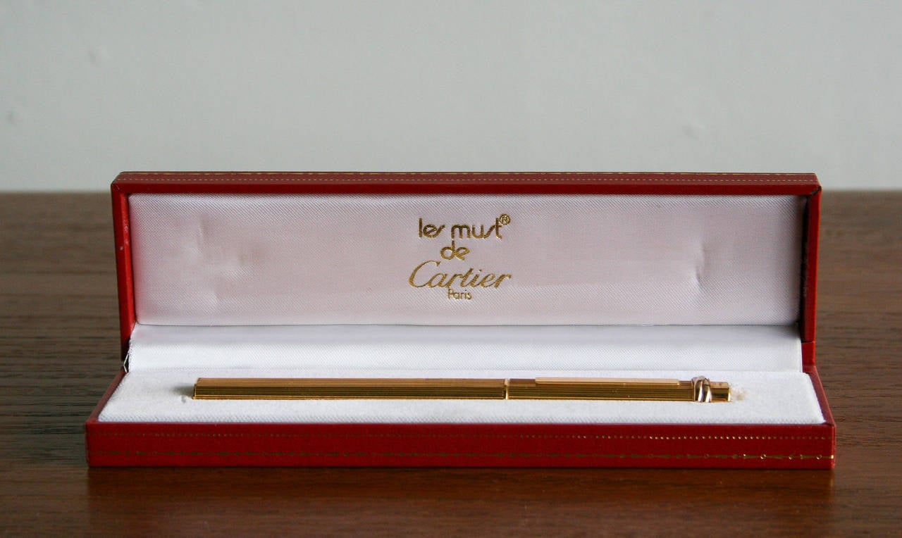 Late 20th Century Stylish 1970s Cartier Gold Plate Ballpoint Pen